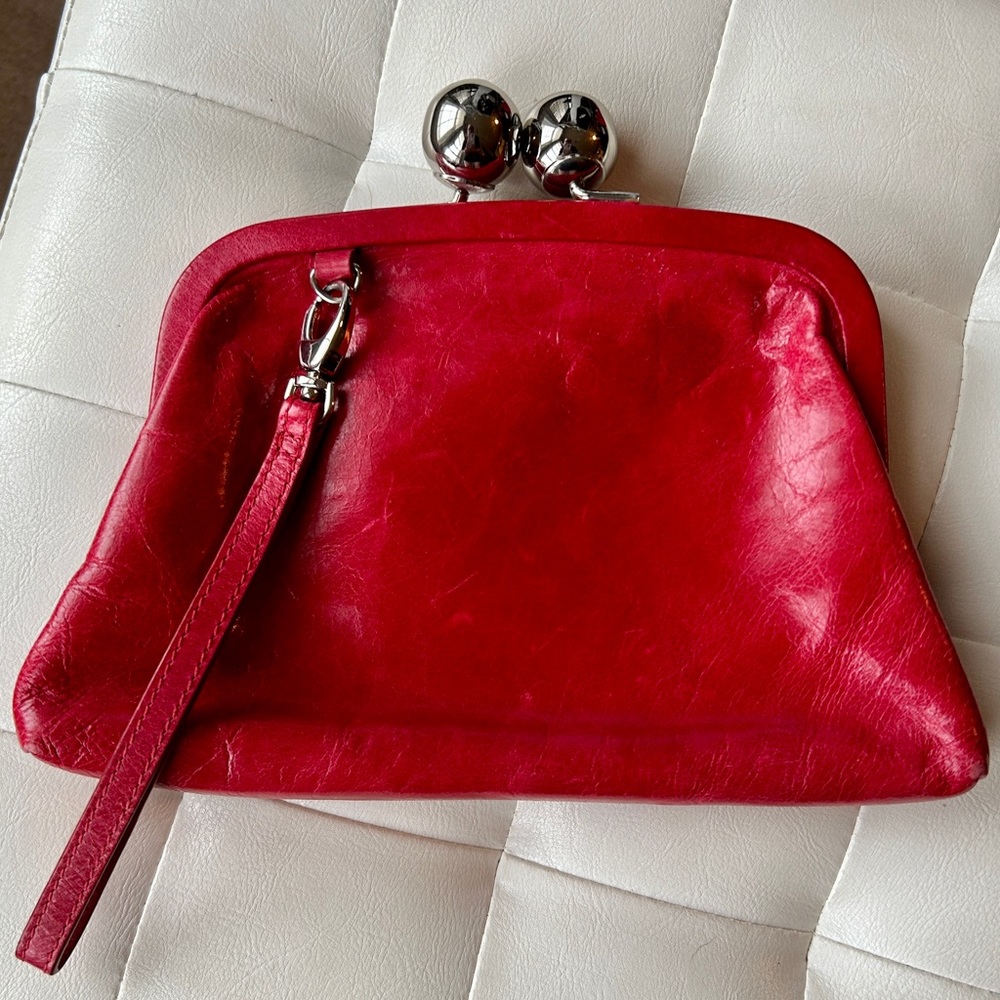 Trina Turk red leather clutch purse. EUC. Perfect for a night out!